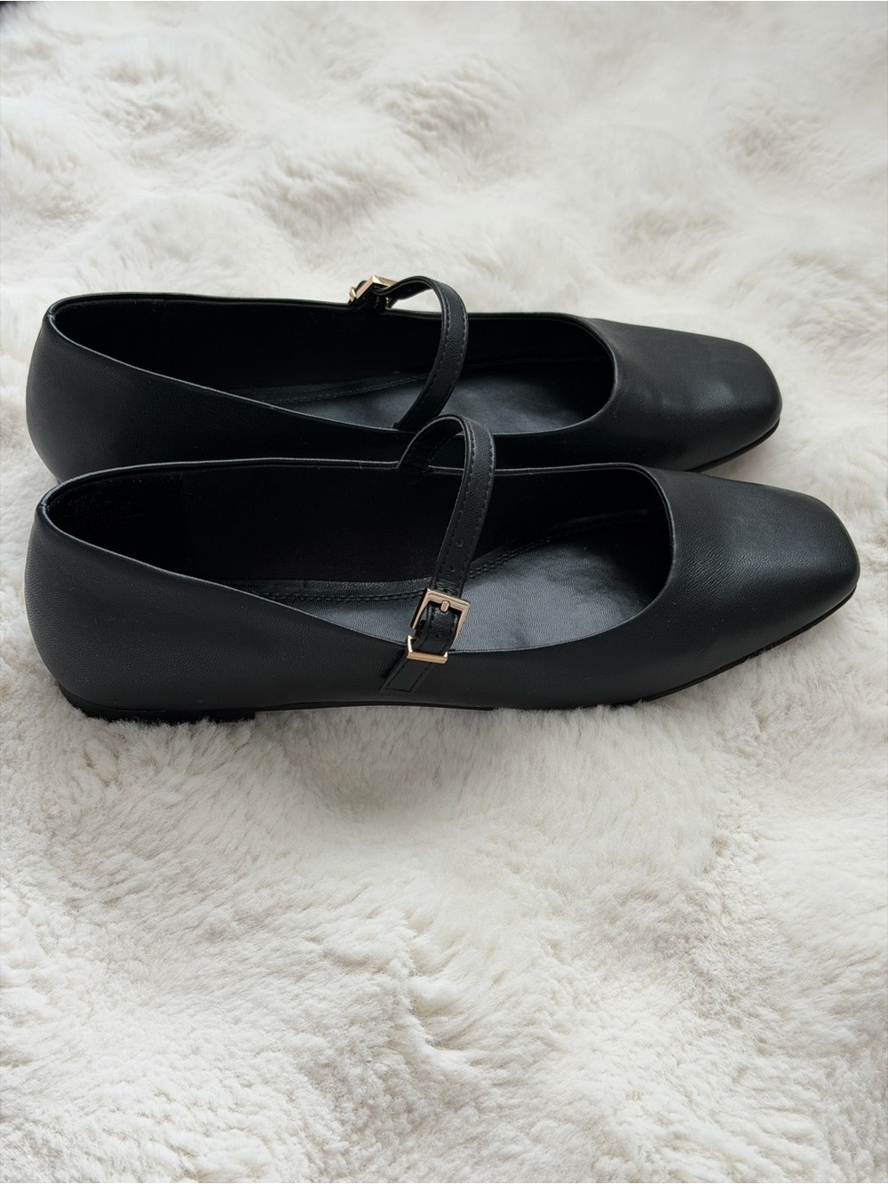 H&M Black Square Toe Mary Jane Flats - EU 39/ US 8